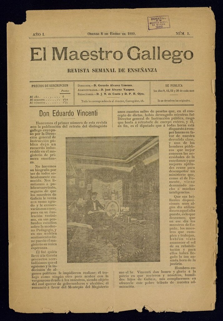 Miniatura de El Maestro Gallego del 8 de enero de 1900