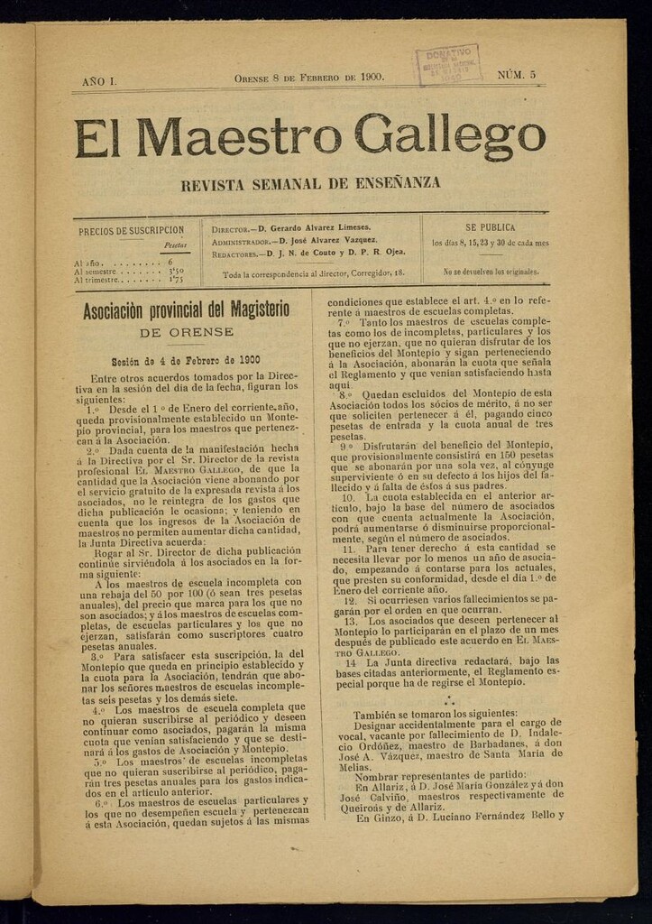 Miniatura de El Maestro Gallego del 8 de febrero de 1900