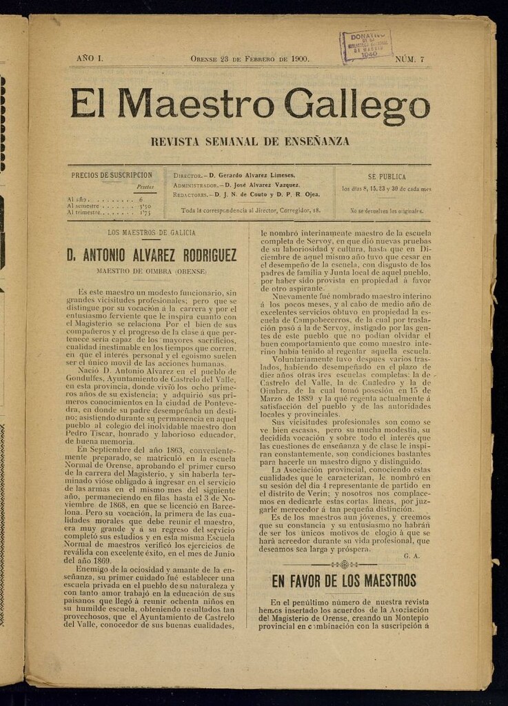 Miniatura de El Maestro Gallego del 23 de febrero de 1900