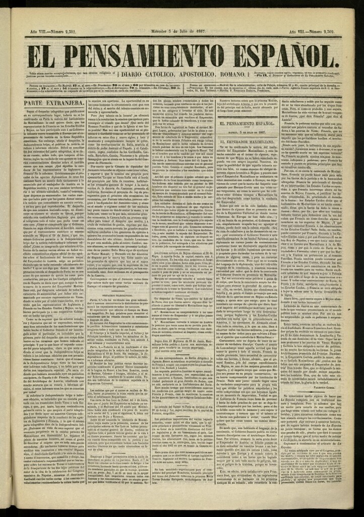 Miniatura de El Pensamiento Español del 3 de julio de 1867, nº 2302