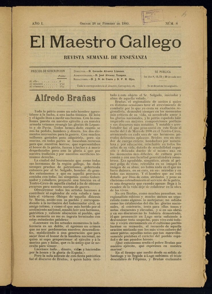 Miniatura de El Maestro Gallego del 28 de febrero de 1900