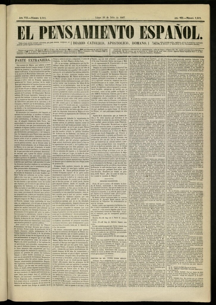 Miniatura de El Pensamiento Español del 15 de julio de 1867, nº 2312