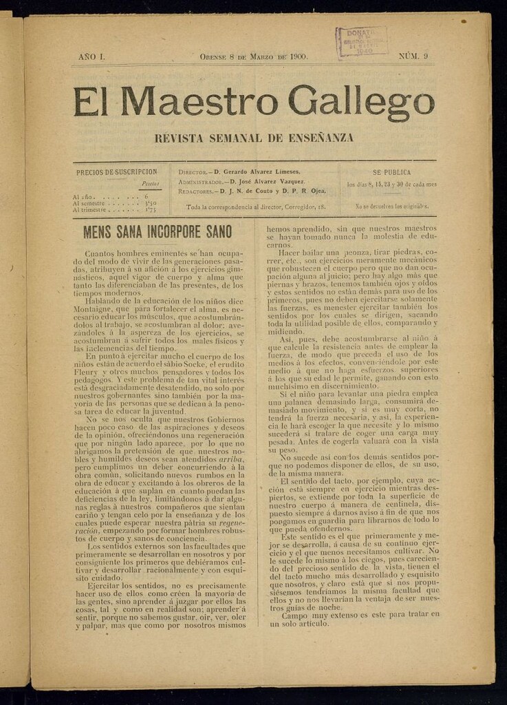 Miniatura de El Maestro Gallego del 8 de marzo de 1900