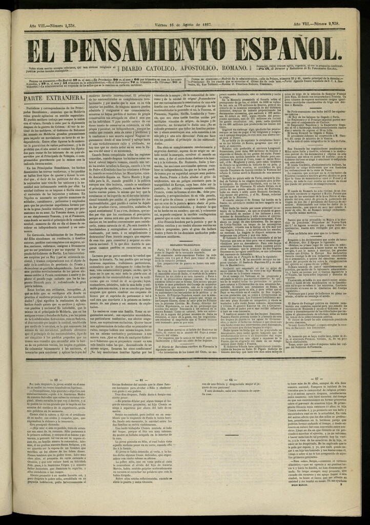 Miniatura de El Pensamiento Español del 16 de agosto de 1867, nº 2338