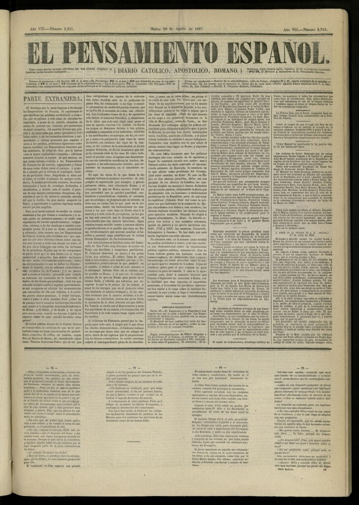 Miniatura de El Pensamiento Español del 20 de agosto de 1867, nº 2341