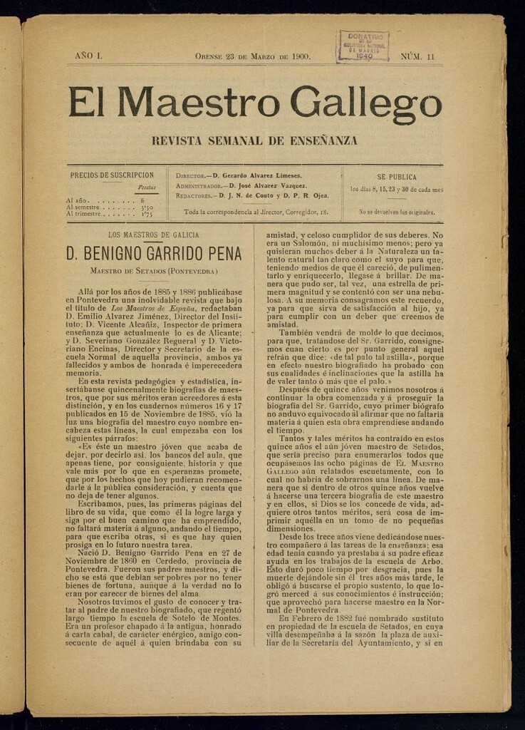 Miniatura de El Maestro Gallego del 23 de marzo de 1900