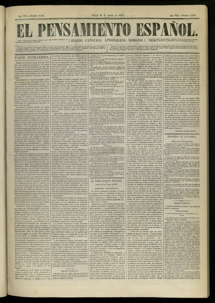 Miniatura de El Pensamiento Español del 24 de agosto de 1867, nº 2345