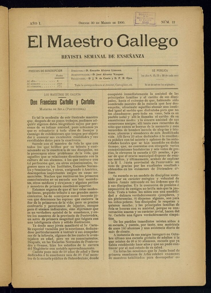 Miniatura de El Maestro Gallego del 30 de marzo de 1900