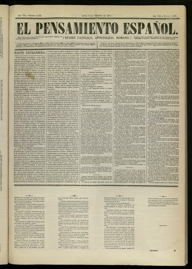 Miniatura de El Pensamiento Español del 2 de septiembre de 1867, nº 2352