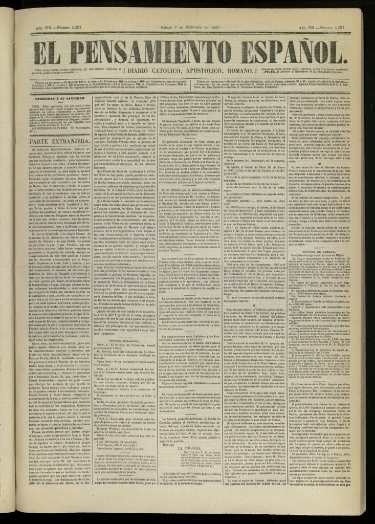 Miniatura de El Pensamiento Español del 7 de septiembre de 1867, nº 2357