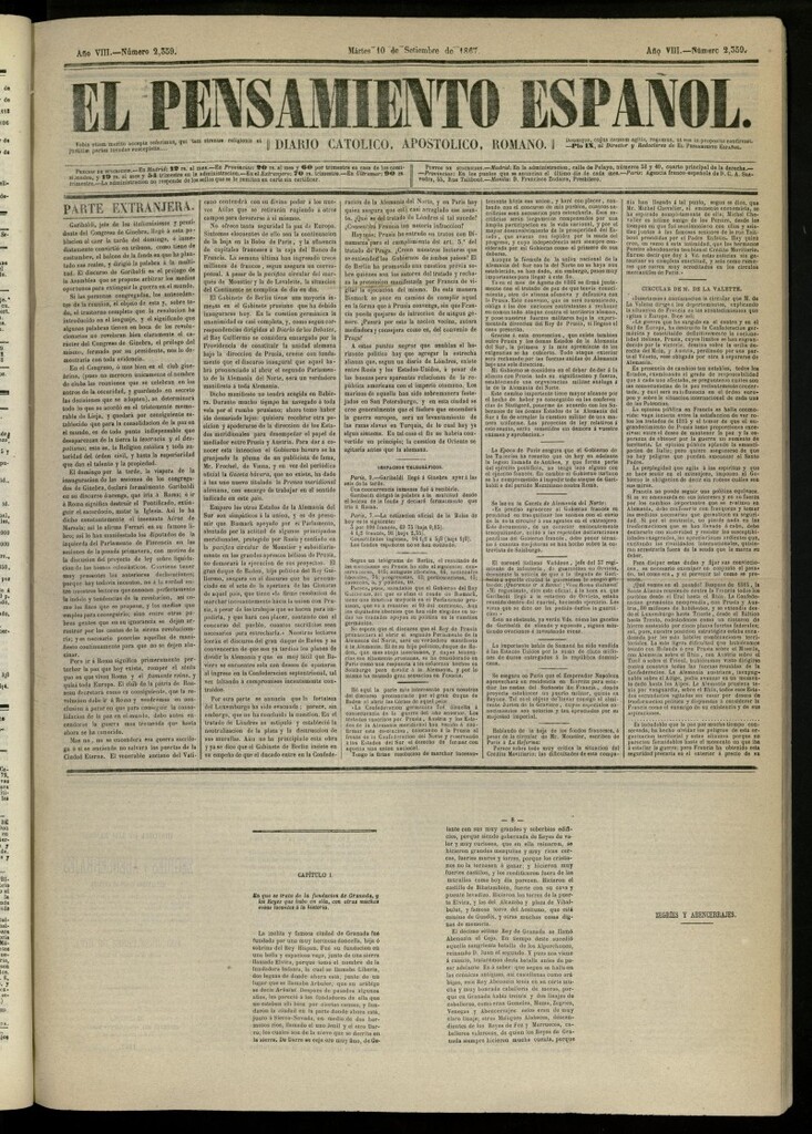 Miniatura de El Pensamiento Español del 10 de septiembre de 1867, nº 2359