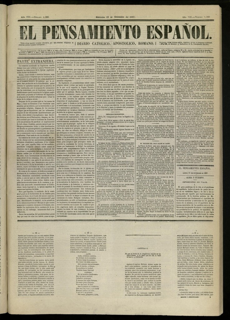 Miniatura de El Pensamiento Español del 11 de septiembre de 1867, nº 2360