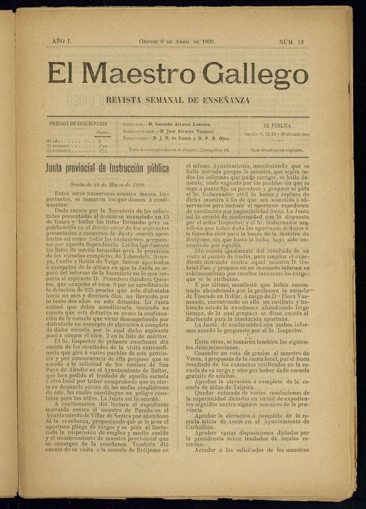 Miniatura de El Maestro Gallego del 8 de abril de 1900