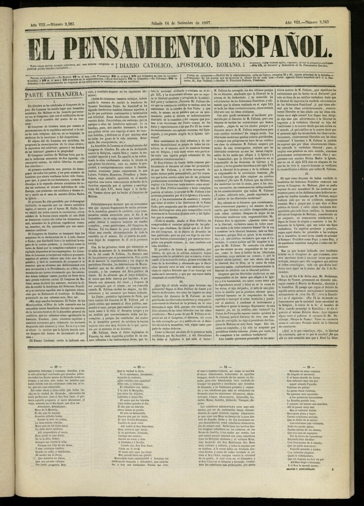 Miniatura de El Pensamiento Español del 14 de septiembre de 1867, nº 2363