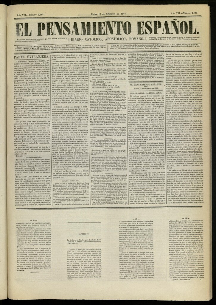 Miniatura de El Pensamiento Español del 17 de septiembre de 1867, nº 2365
