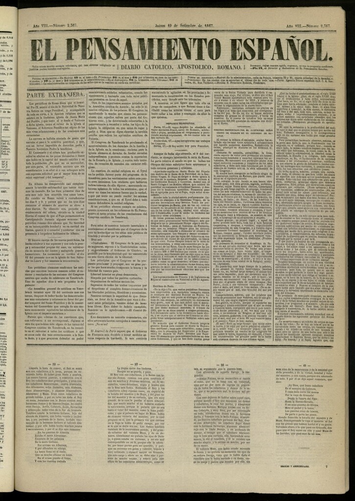 Miniatura de El Pensamiento Español del 19 de septiembre de 1867, nº 2367