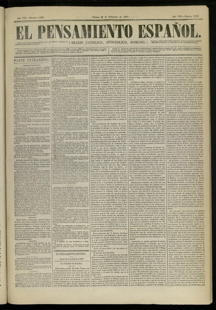 Miniatura de El Pensamiento Español del 20 de septiembre de 1867, nº 2368