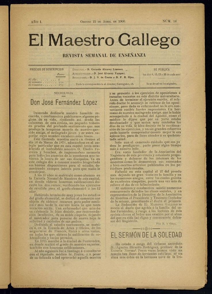 Miniatura de El Maestro Gallego del 15 de abril de 1900