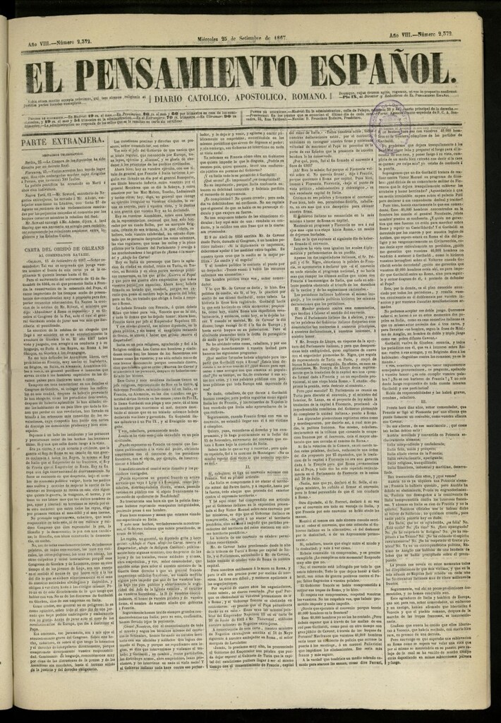 Miniatura de El Pensamiento Español del 25 de septiembre de 1867, nº 2372