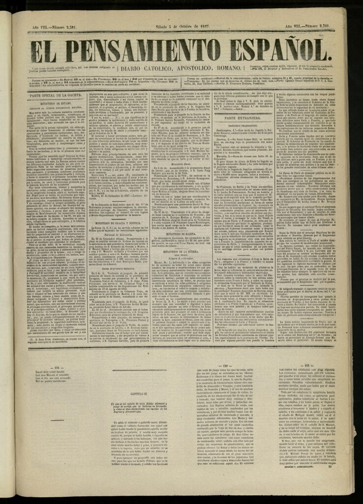 Miniatura de El Pensamiento Español del 5 de octubre de 1867, nº 2381
