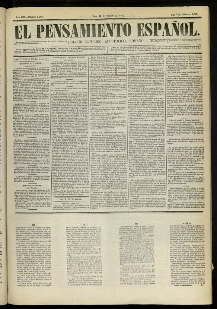 Miniatura de El Pensamiento Español del 14 de octubre de 1867, nº 2388