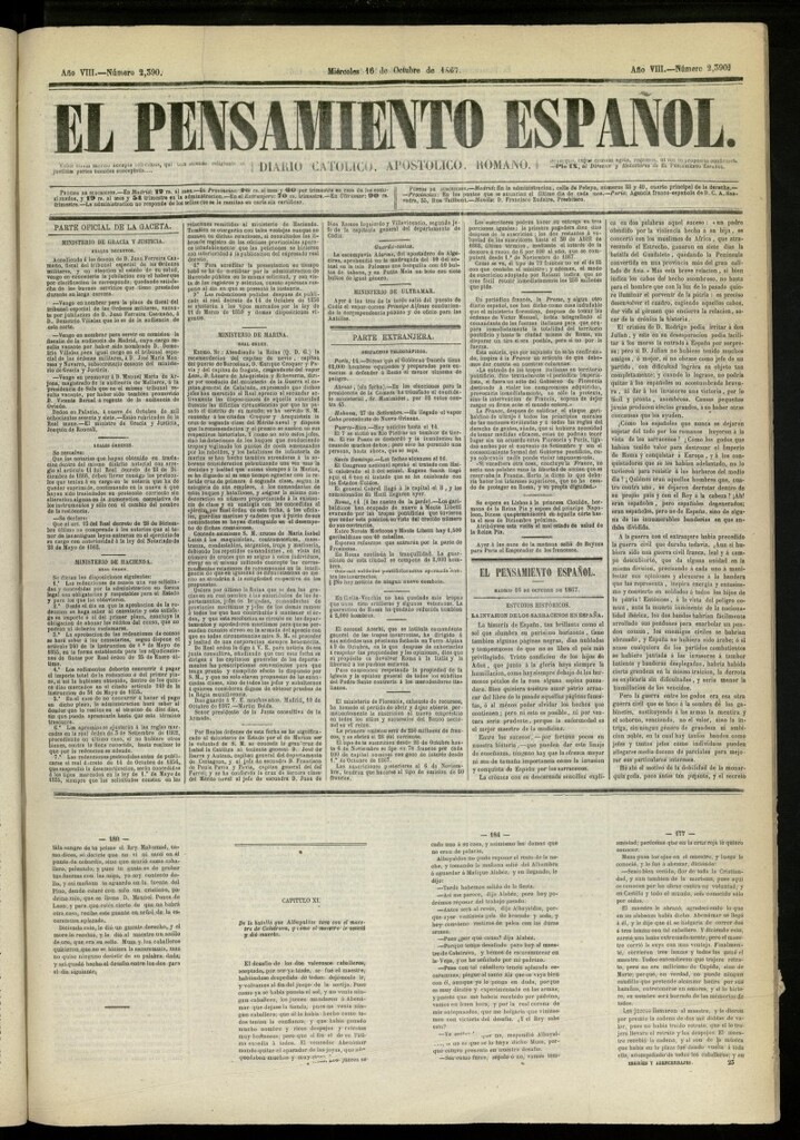 Miniatura de El Pensamiento Español del 16 de octubre de 1867, nº 2390