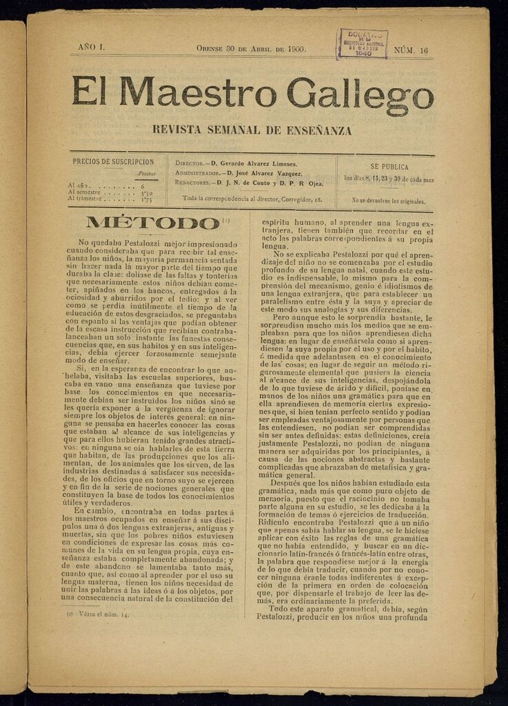 Miniatura de El Maestro Gallego del 30 de abril de 1900