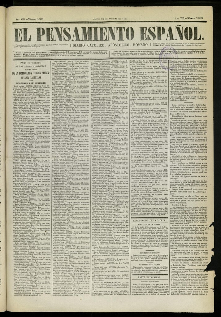 Miniatura de El Pensamiento Español del 24 de octubre de 1867, nº 2396