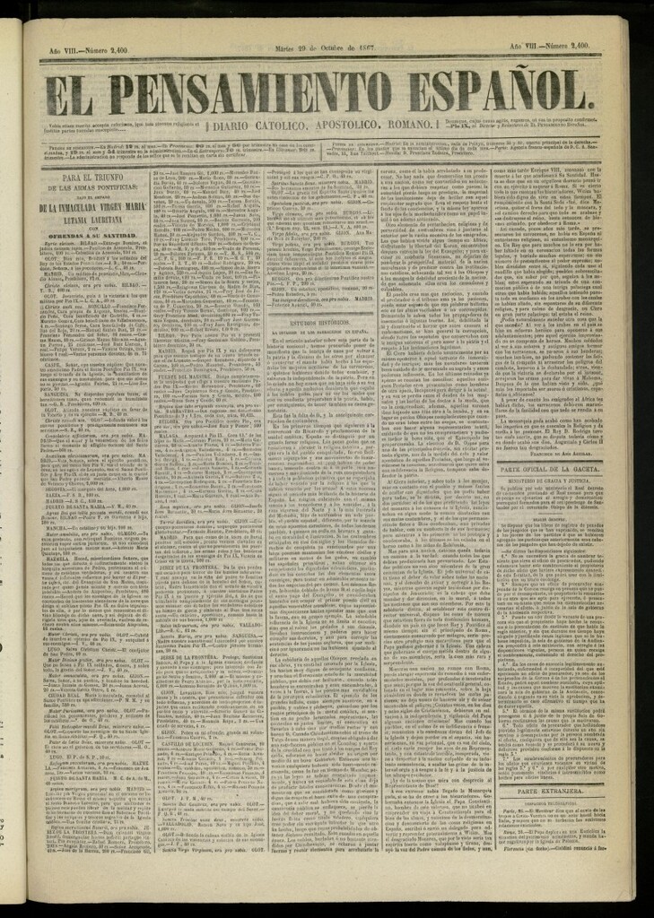 Miniatura de El Pensamiento Español del 29 de octubre de 1867, nº 2400