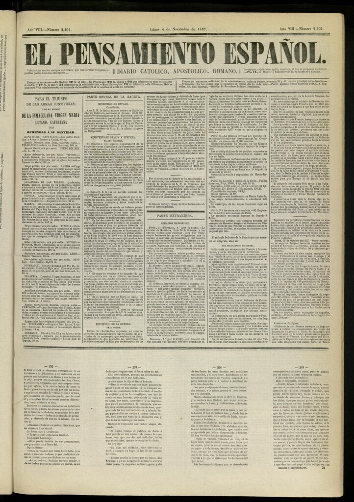Miniatura de El Pensamiento Español del 4 de noviembre de 1867, nº 2404