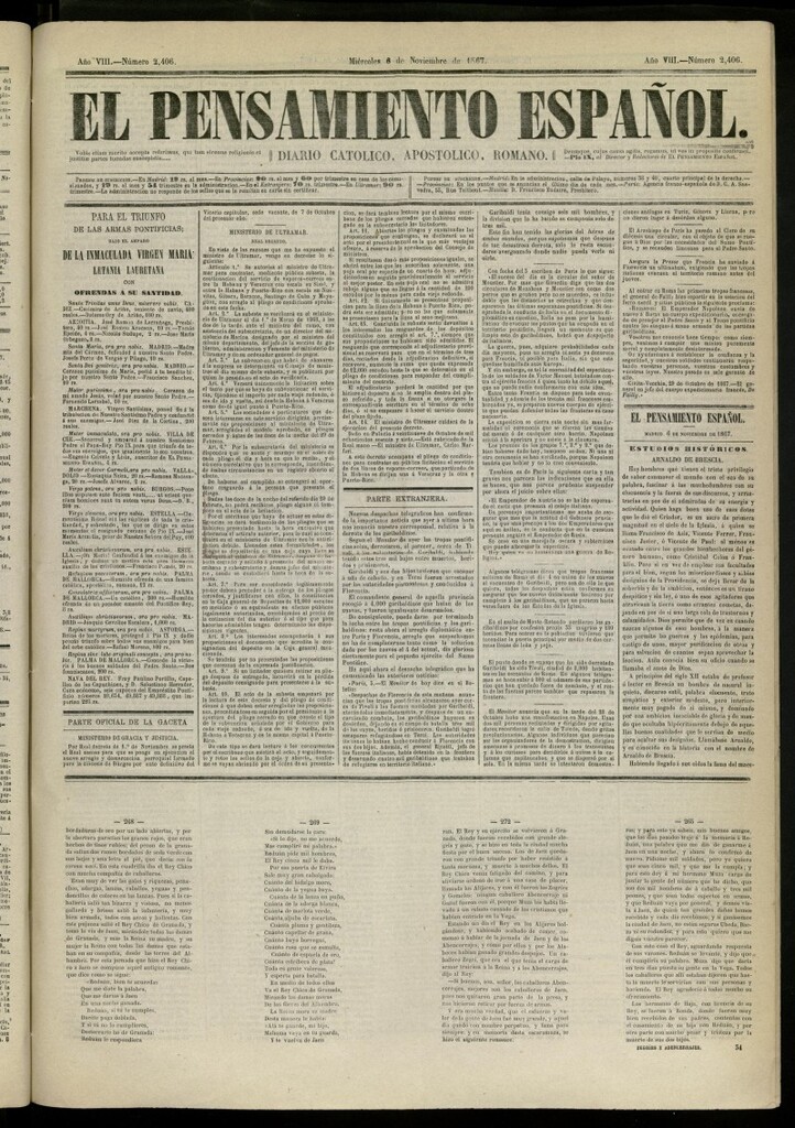 Miniatura de El Pensamiento Español del 6 de noviembre de 1867, nº 2406