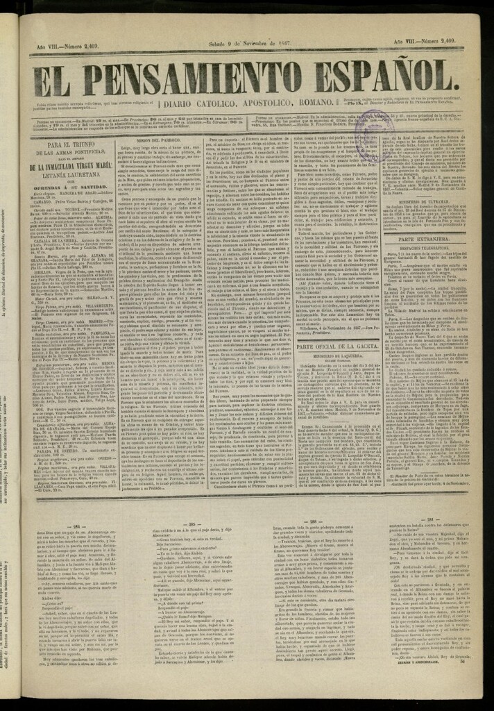 Miniatura de El Pensamiento Español del 9 de noviembre de 1867, nº 2409