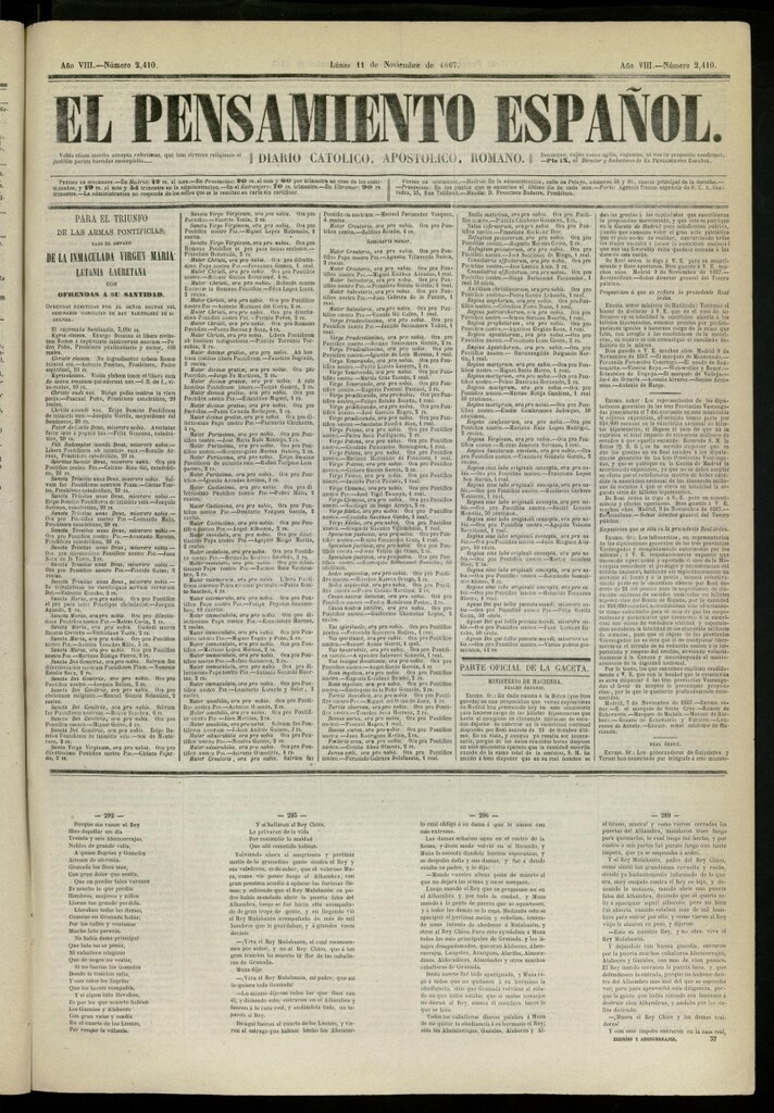 Miniatura de El Pensamiento Español del 11 de noviembre de 1867, nº 2410