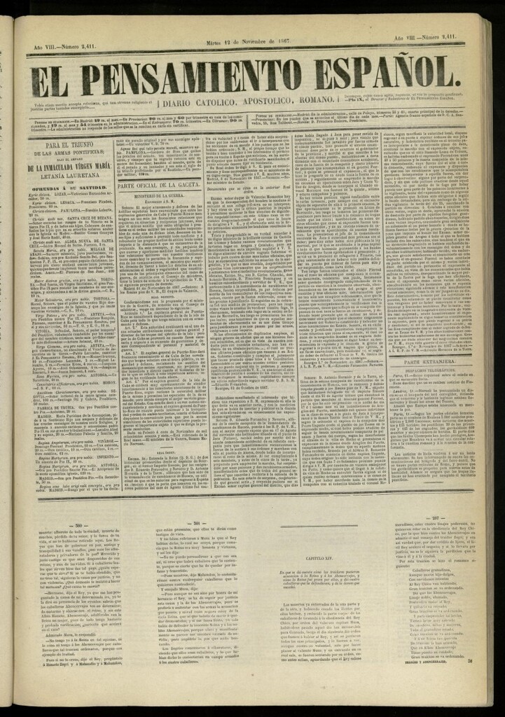 Miniatura de El Pensamiento Español del 12 de noviembre de 1867, nº 2411