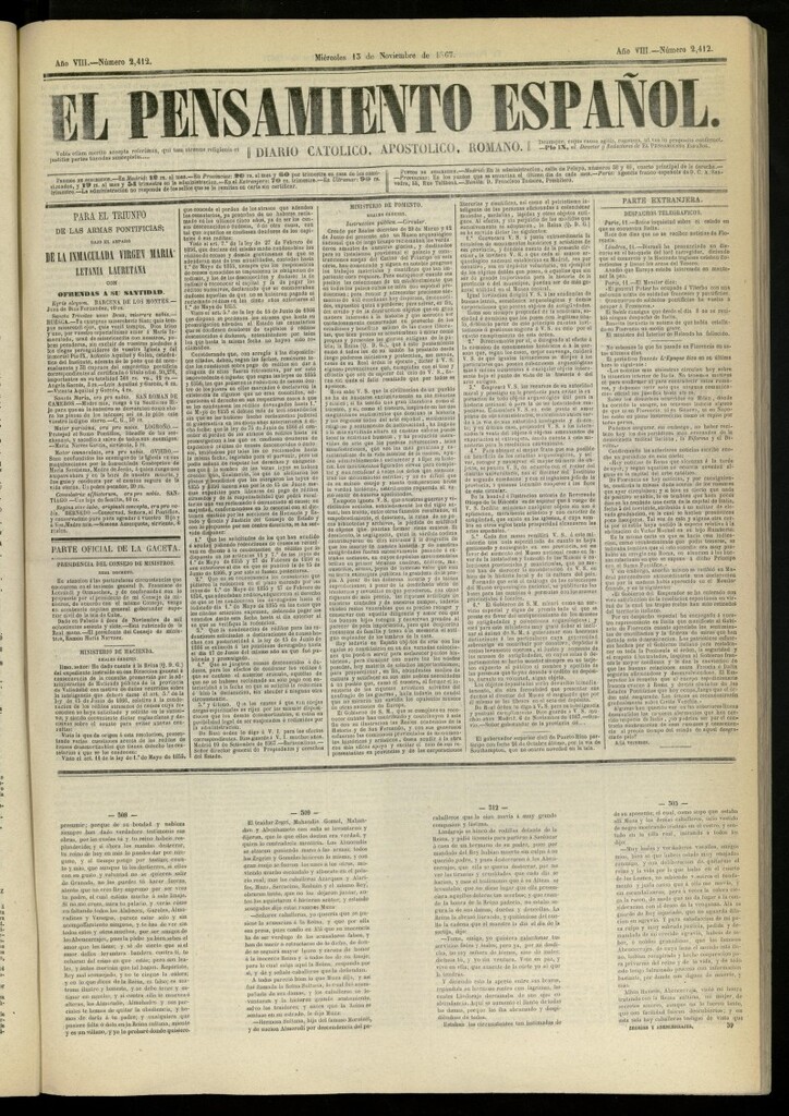 Miniatura de El Pensamiento Español del 13 de noviembre de 1867, nº 2412