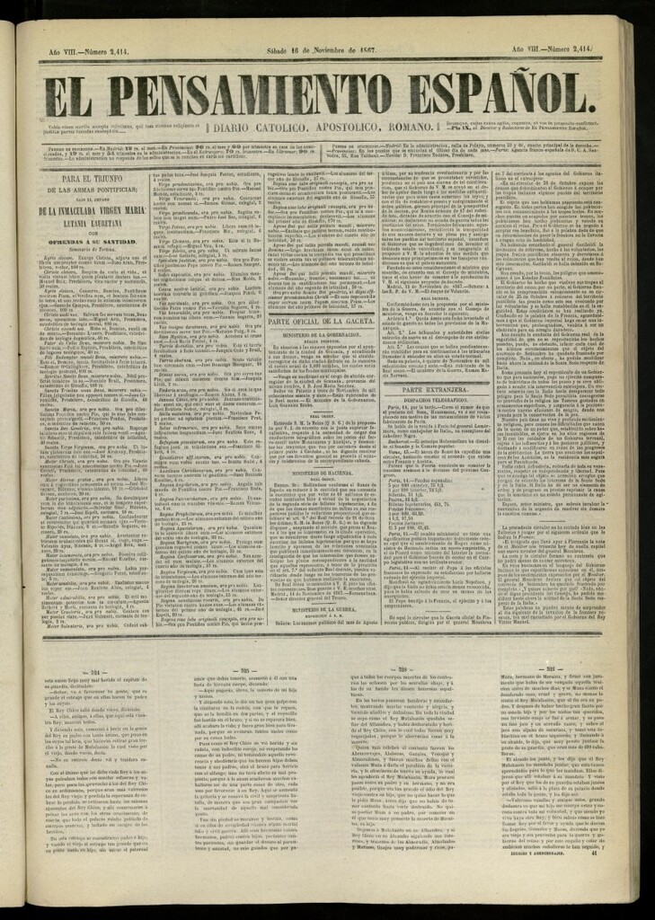 Miniatura de El Pensamiento Español del 16 de noviembre de 1867, nº 2414