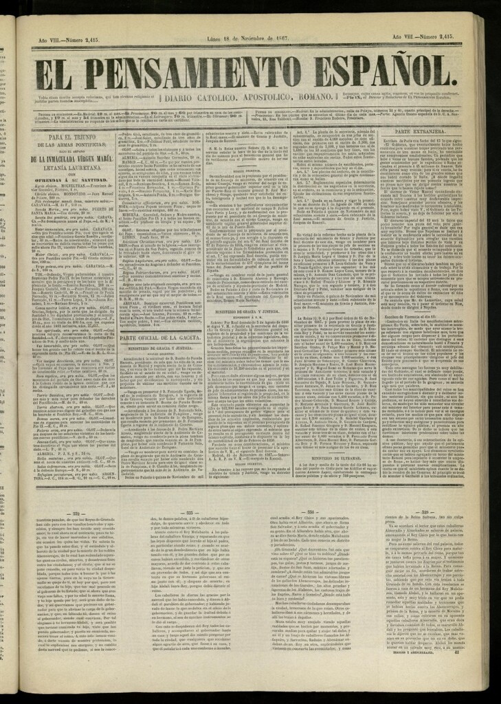 Miniatura de El Pensamiento Español del 18 de noviembre de 1867, nº 2415