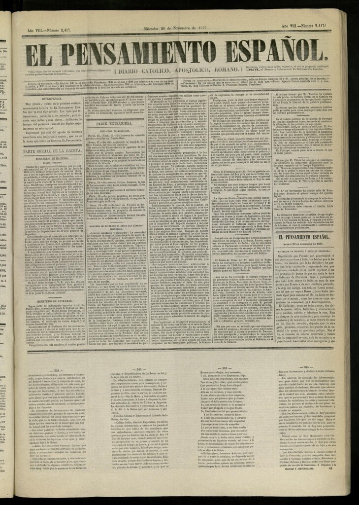 Miniatura de El Pensamiento Español del 20 de noviembre de 1867,nº 2417