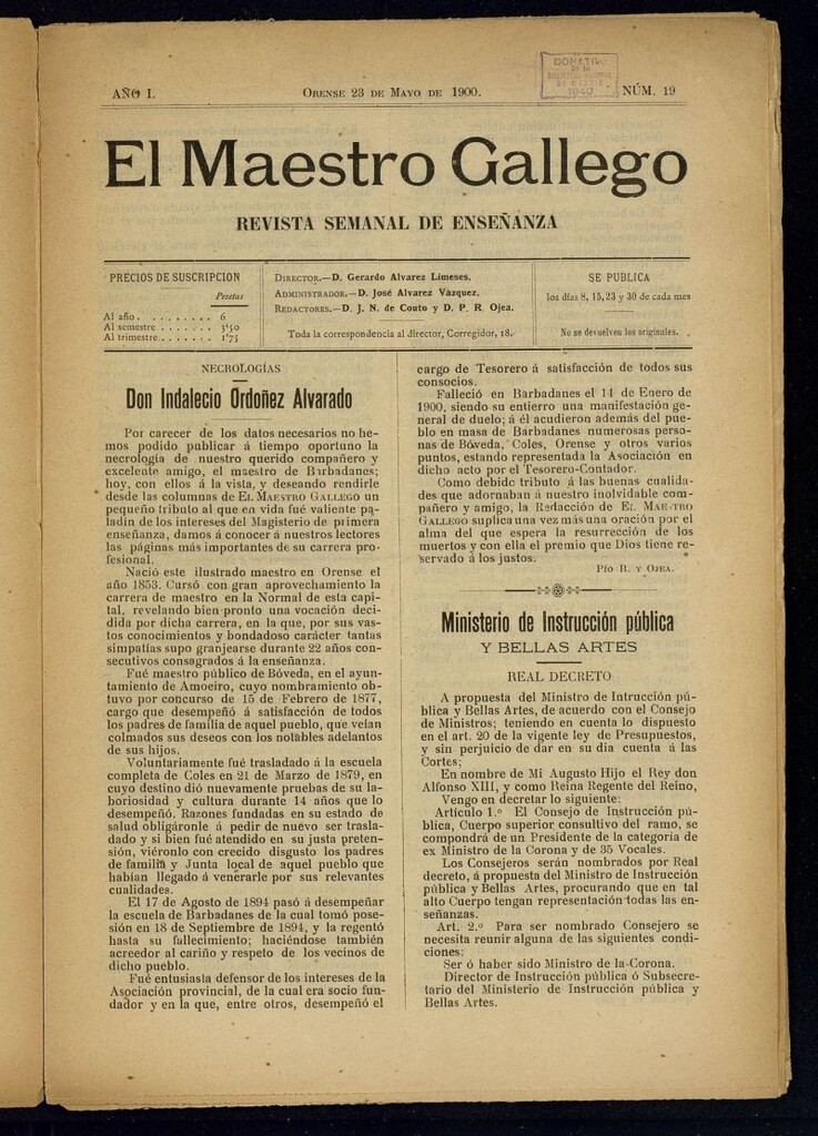 Miniatura de El Maestro Gallego del 23 de mayo de 1900