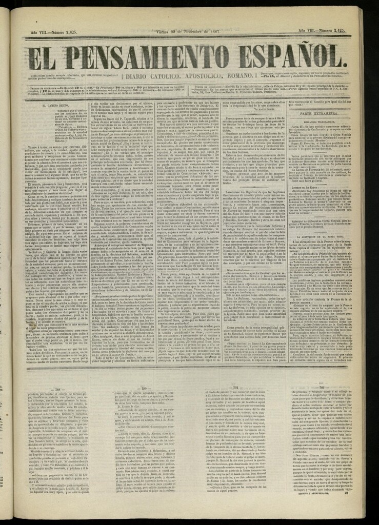 Miniatura de El Pensamiento Español del 29 de noviembre de 1867, nº 2425