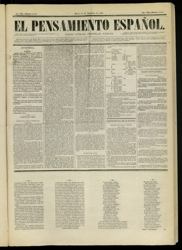Miniatura de El Pensamiento Español del 17 de diciembre de 1867, nº 2440