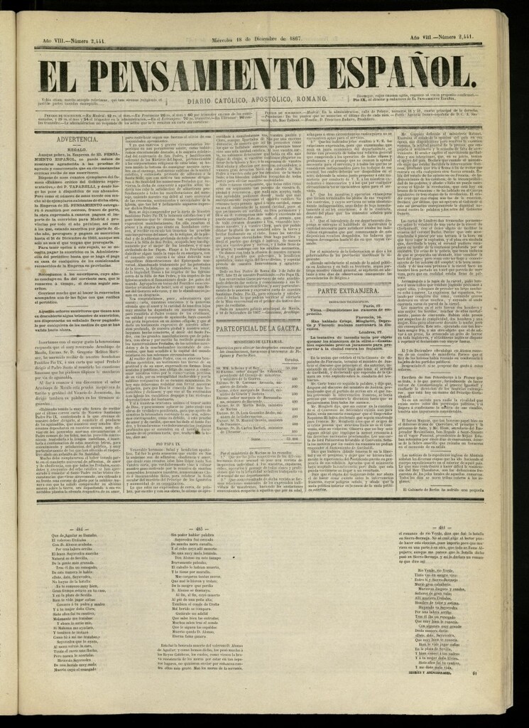 Miniatura de El Pensamiento Español del 18 de diciembre de 1867, nº 2441