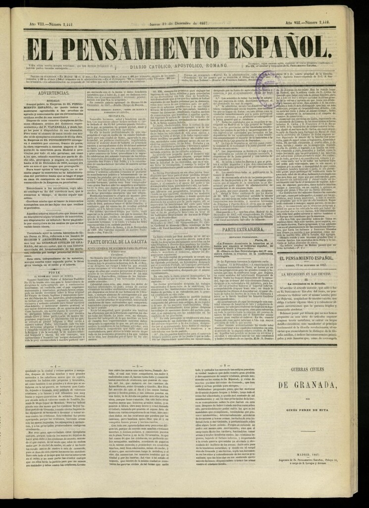 Miniatura de El Pensamiento Español del 19 de diciembre de 1867, nº 2442