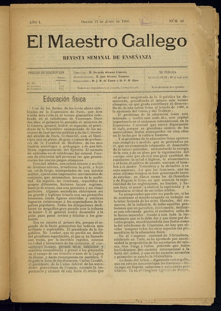 Miniatura de El Maestro Gallego del 15 de junio de 1900