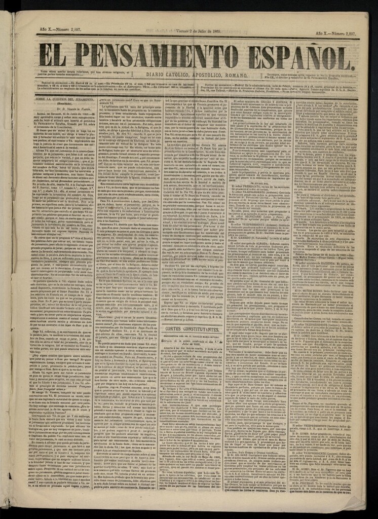 Miniatura de El Pensamiento Español del 2 de julio de 1869, nº 2897