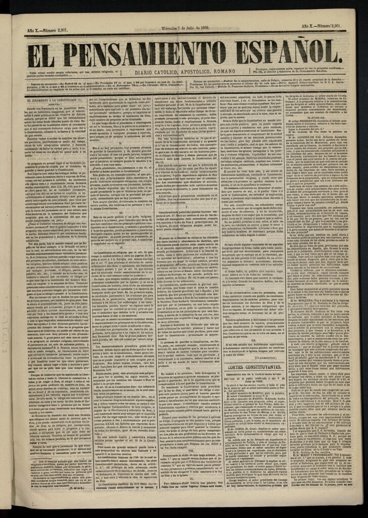 Miniatura de El Pensamiento Español del 7 de julio de 1869, nº 2901