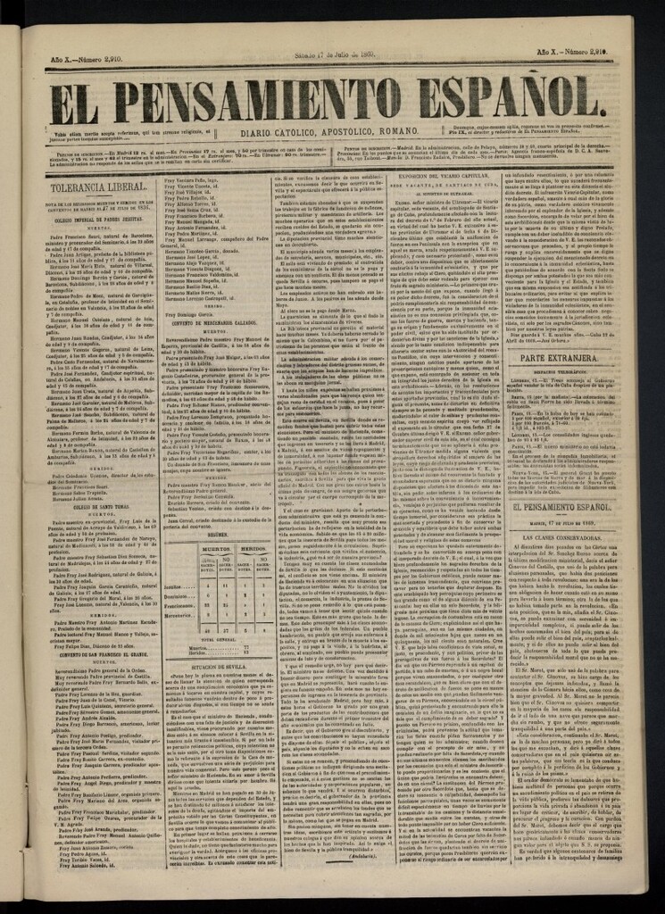 Miniatura de El Pensamiento Español del 17 de julio de 1869, nº 2910