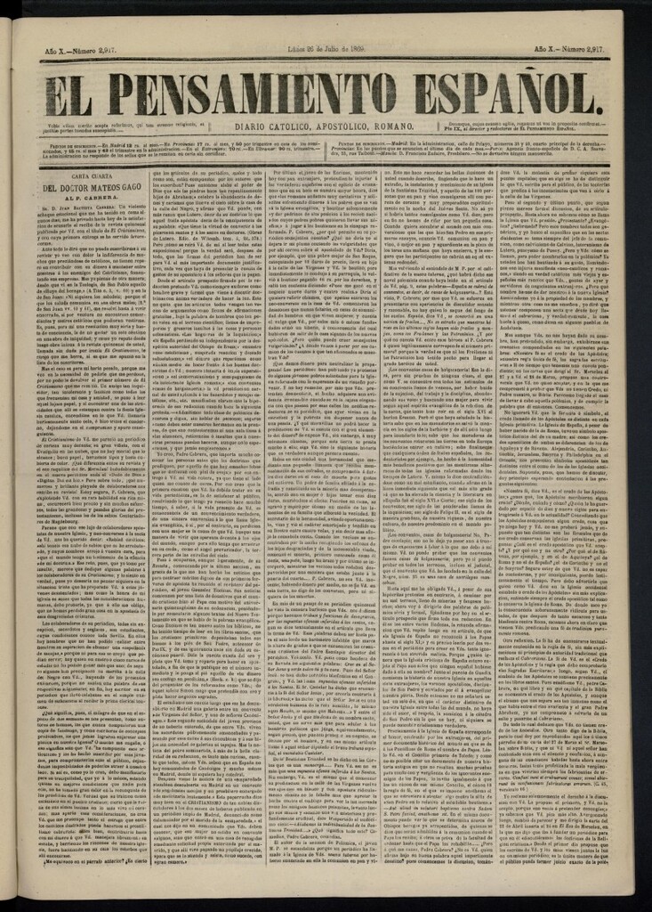 Miniatura de El Pensamiento Español del 25 de julio de 1869, nº 2917