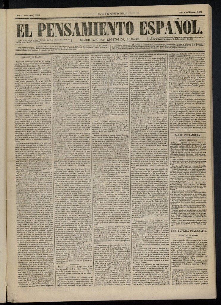 Miniatura de El Pensamiento Español del 3 de agosto de 1869, nº 2924