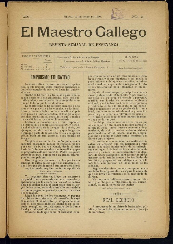Miniatura de El Maestro Gallego del 15 de julio de 1900